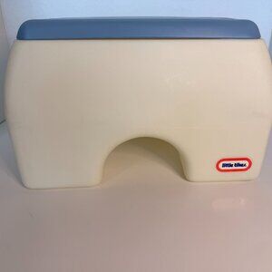 Little Tikes Kids Step Stool Blue Top Cream Plastic Toddler Bathroom Stool